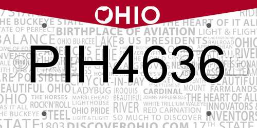 PIH4636 Ohio License Plate