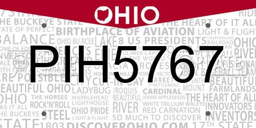 PIH5767 Ohio License Plate