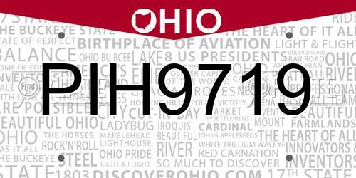 PIH9719 Ohio License Plate