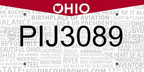 PIJ3089 Ohio License Plate