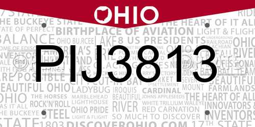 PIJ3813 Ohio License Plate