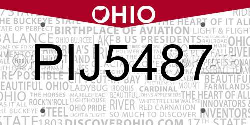 PIJ5487 Ohio License Plate