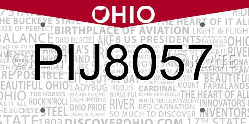 PIJ8057 Ohio License Plate