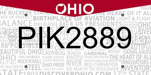 PIK2889 Ohio License Plate