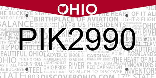 PIK2990 Ohio License Plate