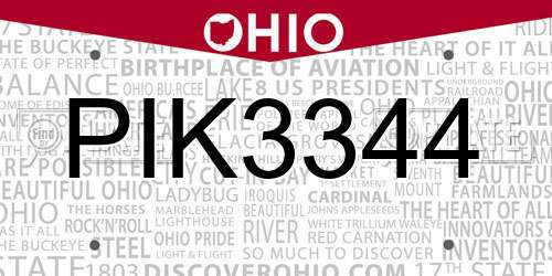 PIK3344 Ohio License Plate
