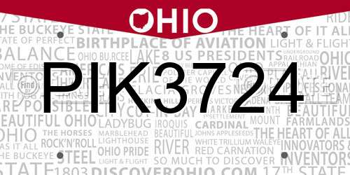 PIK3724 Ohio License Plate