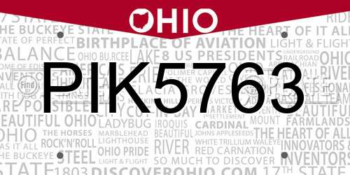 PIK5763 Ohio License Plate
