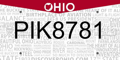 PIK8781 Ohio License Plate
