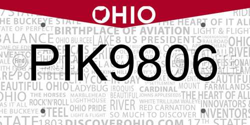 PIK9806 Ohio License Plate