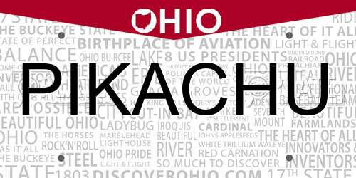 PIKACHU Ohio License Plate