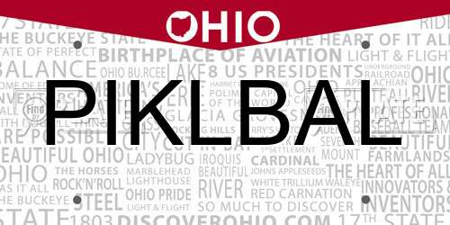 PIKLBAL Ohio License Plate