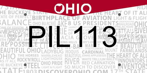 PIL113 Ohio License Plate