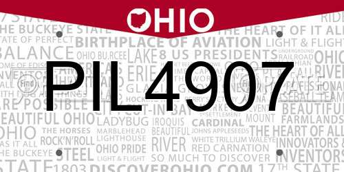 PIL4907 Ohio License Plate