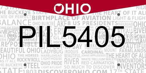 PIL5405 Ohio License Plate