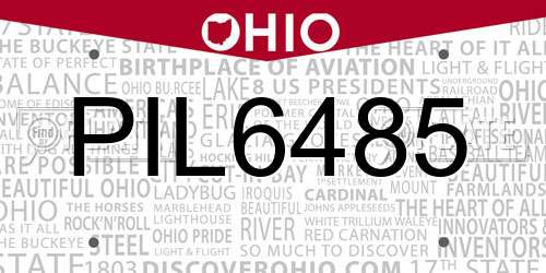 PIL6485 Ohio License Plate