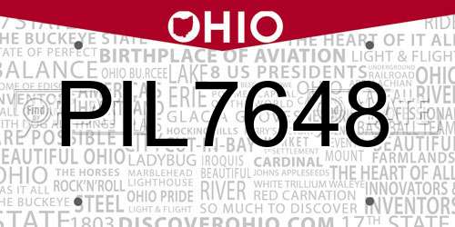 PIL7648 Ohio License Plate