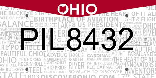 PIL8432 Ohio License Plate
