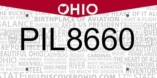 PIL8660 Ohio License Plate