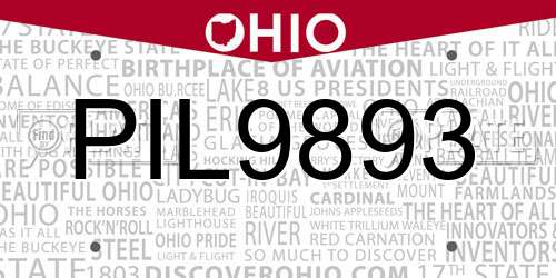 PIL9893 Ohio License Plate