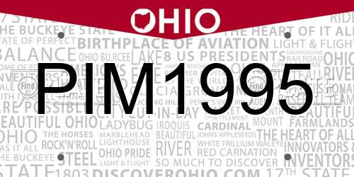 PIM1995 Ohio License Plate