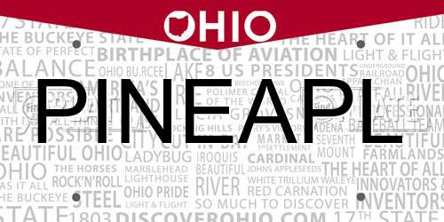 PINEAPL Ohio License Plate