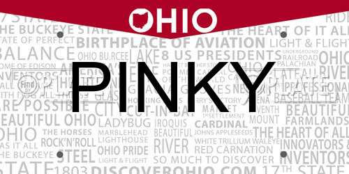 PINKY Ohio License Plate