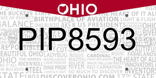 PIP8593 Ohio License Plate