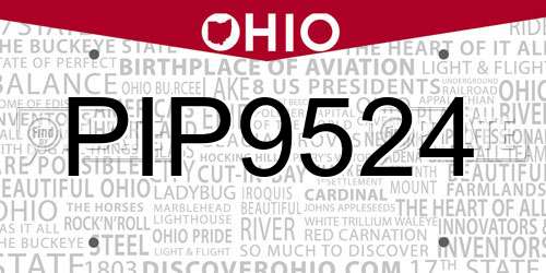 PIP9524 Ohio License Plate