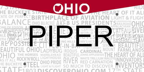 PIPER Ohio License Plate