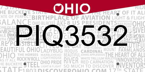 PIQ3532 Ohio License Plate