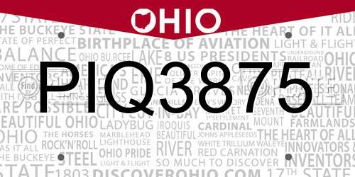 PIQ3875 Ohio License Plate