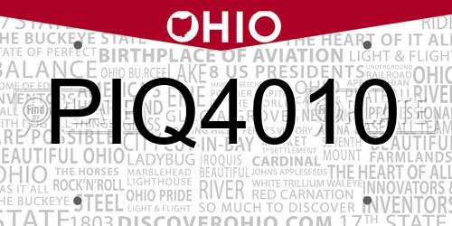 PIQ4010 Ohio License Plate