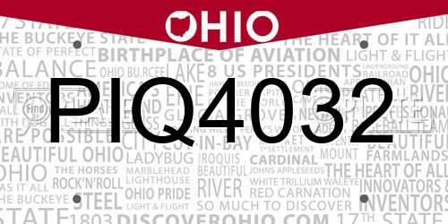 PIQ4032 Ohio License Plate