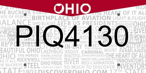 PIQ4130 Ohio License Plate