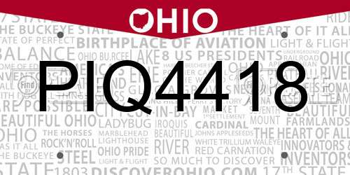 PIQ4418 Ohio License Plate