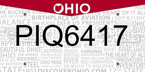 PIQ6417 Ohio License Plate