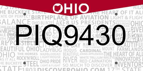 PIQ9430 Ohio License Plate