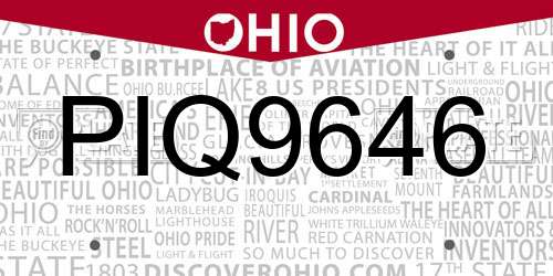 PIQ9646 Ohio License Plate