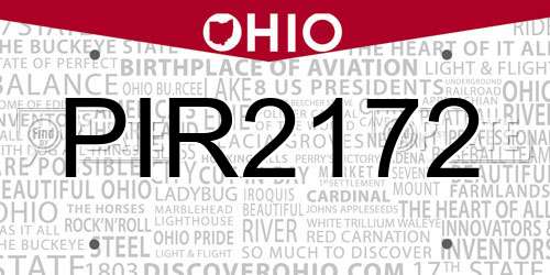 PIR2172 Ohio License Plate
