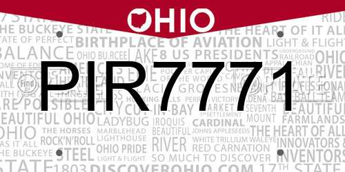 PIR7771 Ohio License Plate