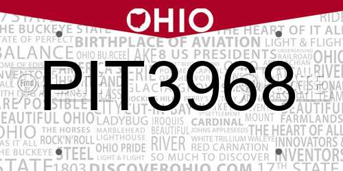 PIT3968 Ohio License Plate