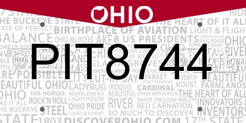 PIT8744 Ohio License Plate