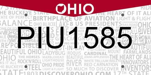 PIU1585 Ohio License Plate