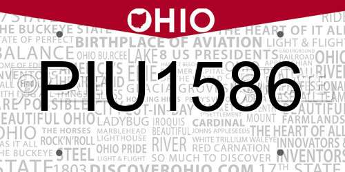 PIU1586 Ohio License Plate