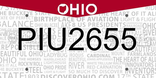 PIU2655 Ohio License Plate