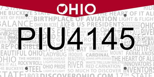 PIU4145 Ohio License Plate