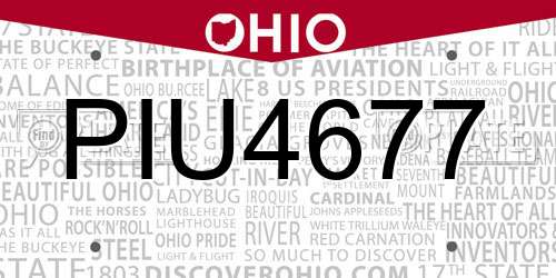 PIU4677 Ohio License Plate
