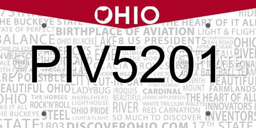 PIV5201 Ohio License Plate