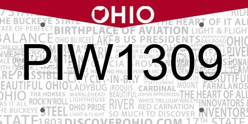 PIW1309 Ohio License Plate